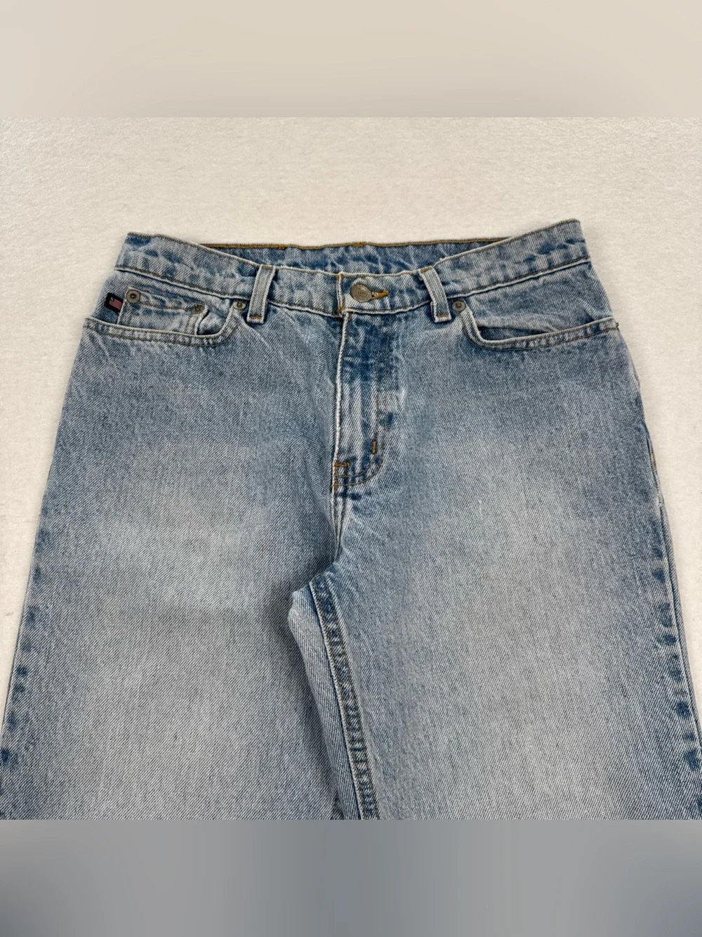VINTAGE Polo Jeans Co. Ralph Lauren Jeans Womens 4x29 Lt Blue Flag Patch RL 90s - Picture 4 of 11